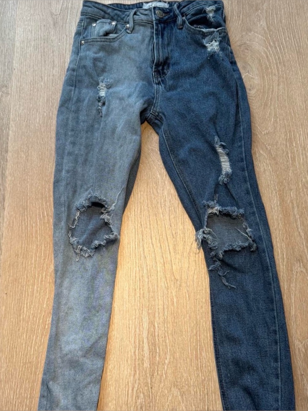 Almost Famous Two-Tone Black/Gray Distressed Skinny Jeans